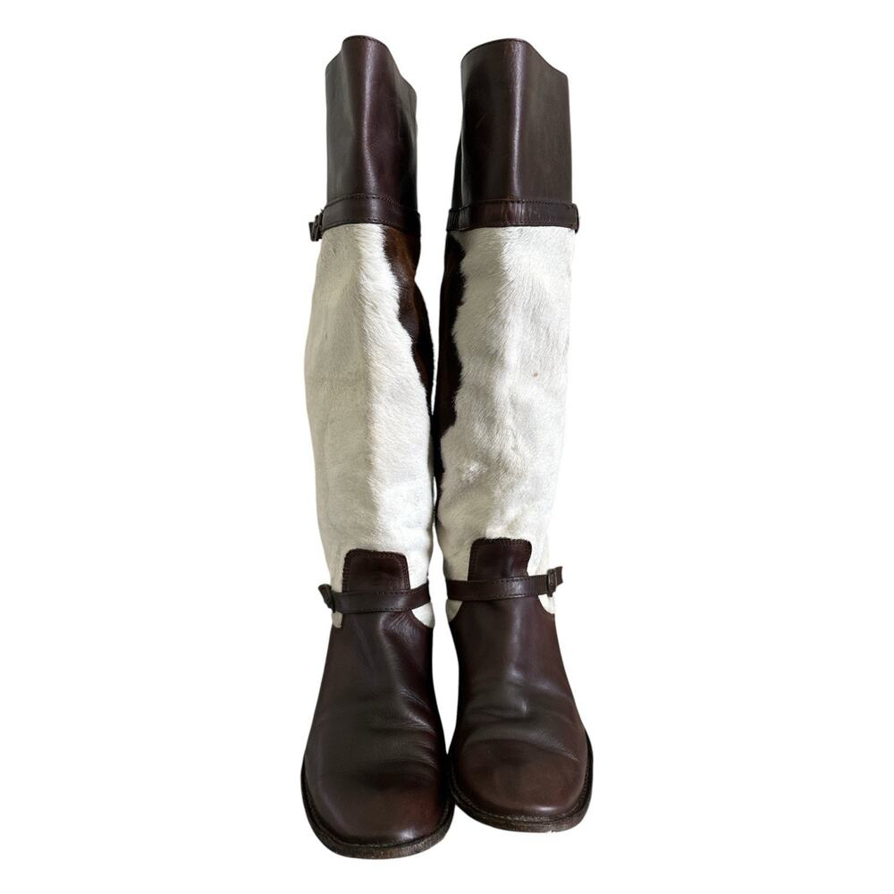 Frye Shirley Calf Hair Riding Boots, Tall,knee-high flat/low heel design.Sz 8.5B